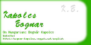 kapolcs bognar business card